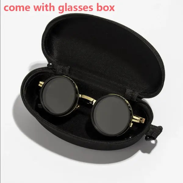 Ah-Mee Polarized Round Sunglasses with Polycarbonate Lenses - gold with box z05