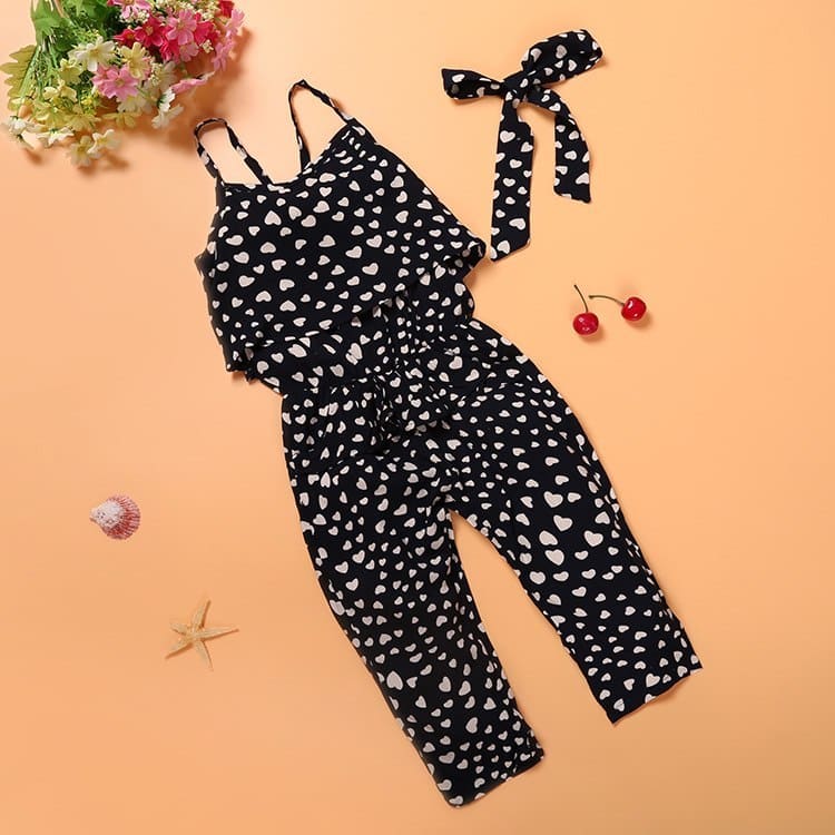 Polka Dot Cotton Sleeveless Jumpsuit – Summer Girls Clothing Set - 2T