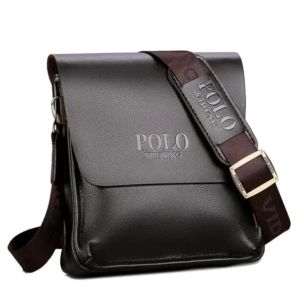 Polo Vertical Shoulder Bag Synthetic Leather Trendy Business Crossbody - Brown