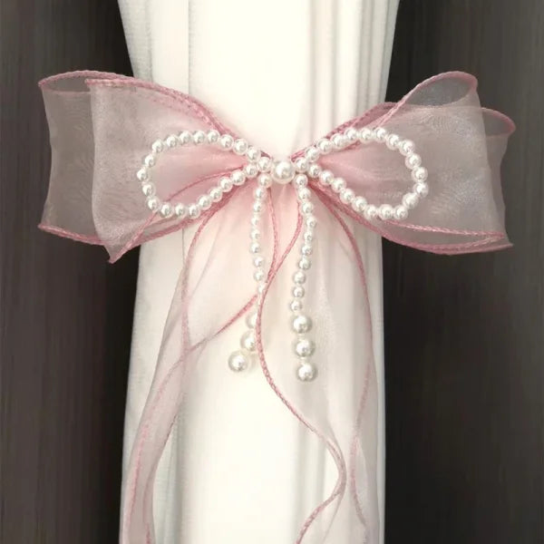 Polyester Window Curtains with Curtain Tiebacks and Bow Design - S3 / 2pcs