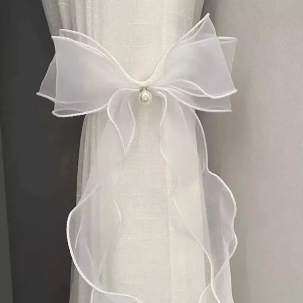 Polyester Window Curtains with Curtain Tiebacks and Bow Design - S6 / 2pcs