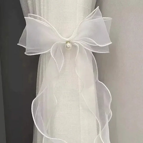 Polyester Window Curtains with Curtain Tiebacks and Bow Design - S6 / 2pcs