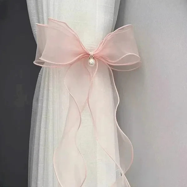 Polyester Window Curtains with Curtain Tiebacks and Bow Design - S8 / 2pcs
