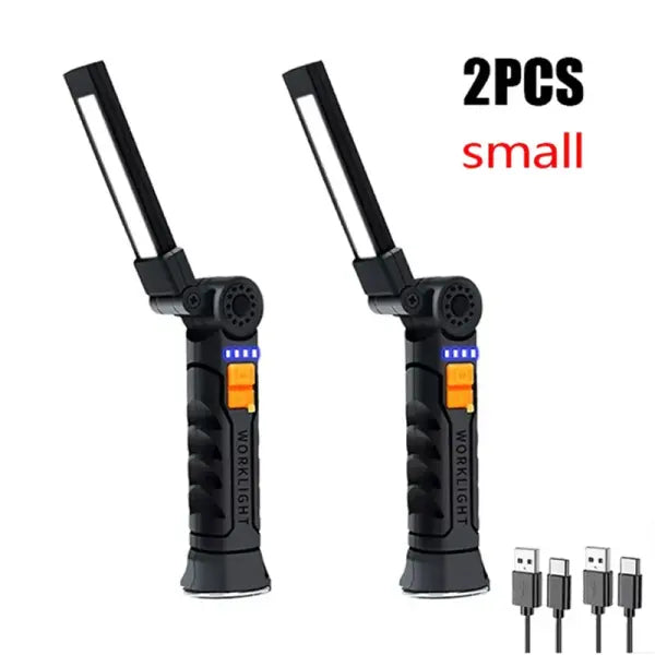 Portable COB LED Flashlight USB Rechargeable Work Light Magnetic Lanterna Hanging Lamp with Built-in Battery Camping