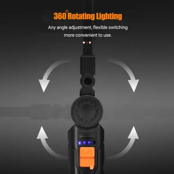 Portable COB LED Flashlight USB Rechargeable Work Light Magnetic Lanterna Hanging Lamp with Built-in Battery Camping