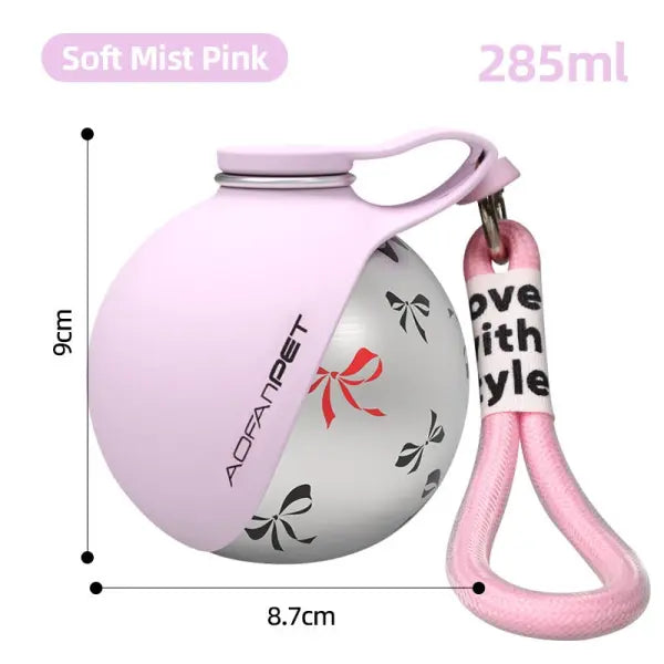 Portable Dog Water Bottle Stainless Steel Travel Drink Dispenser - Pink / Printed - None