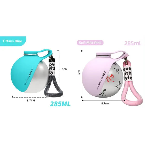 Portable Dog Water Bottle Stainless Steel Travel Drink Dispenser - Set2 / Unprinted and Printed - None
