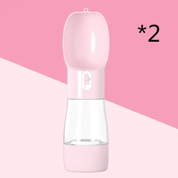 Portable Pet Food and Water Dispenser for Dogs and Cats - 2pc Pink