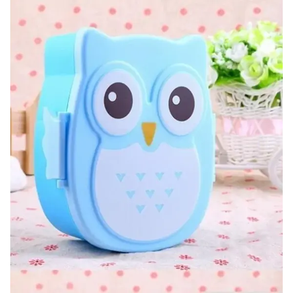 Portable Kids’ Bento Lunch Box: Cartoon Food Container with Built-in Cutlery for Students - lightblue