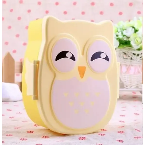 Portable Plastic Children Students Lunch Box Bento Box Food Container Carton Dinnerware Cutlery Food Container - Yellow