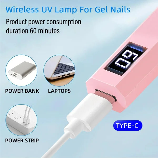 Portable UV/LED Nail Dryer Lamp – USB Rechargeable Quick-Dry Gel Nail Curing Tool - Himpall