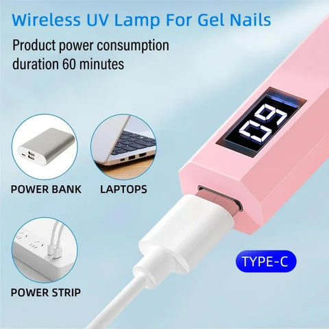 Portable UV/LED Nail Dryer Lamp – USB Rechargeable Quick-Dry Gel Nail Curing Tool - Himpall