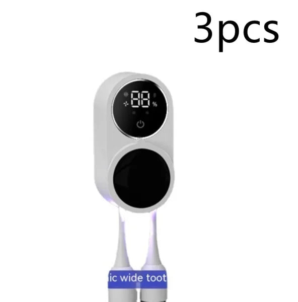 Portable UV Toothbrush Sanitizer with Intelligent Sensor Feature - White 3pcs