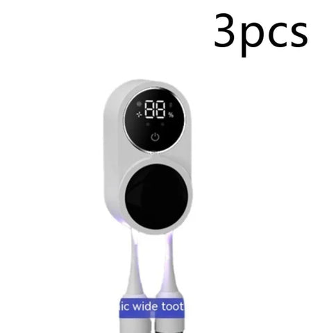 Portable UV Toothbrush Sanitizer with Intelligent Sensor Feature - White 3pcs