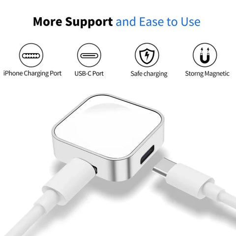 Portable Wireless Watch Charger for Apple Watch - Fast Charging with Type C & Lightning Interfaces - Himpall