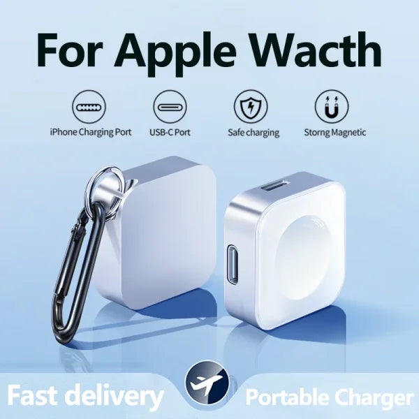 Portable Wireless Watch Charger for Apple Watch - Fast Charging with Type C & Lightning Interfaces - Himpall