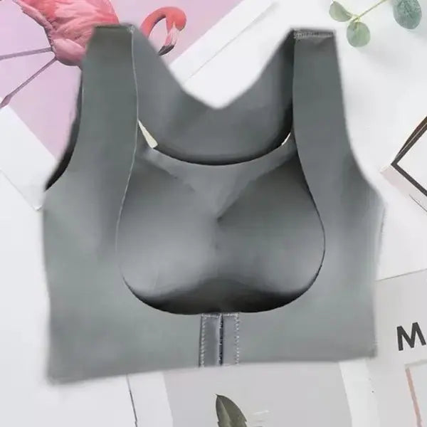 Posture Correction Bra Seamless Sports Vest Nylon S-5XL Back Support - B011-3-Gray / 3XL40-90ABCD)
