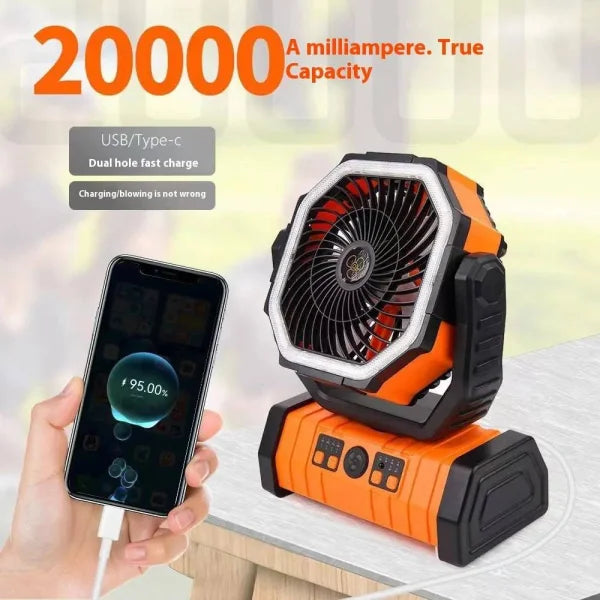 Power Bank LED Light Camping Fan