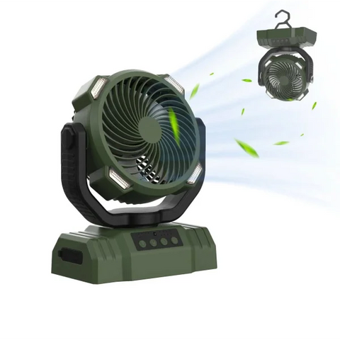 Power Bank LED Light Camping Fan - F8 Army Green 10000 MA