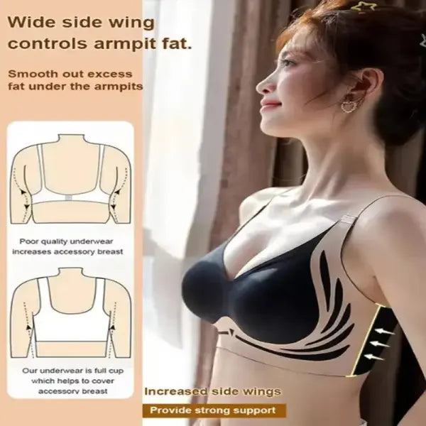 Powerful Push up Seamless Bra Women Gathered Up Wireless Bra Soft Full Coverage Support Adjustable Underwear Anti