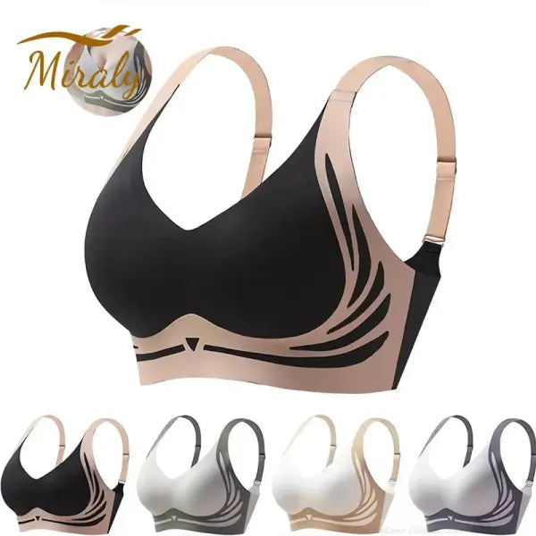 Powerful Push up Seamless Bra Women Gathered Up Wireless Bra Soft Full Coverage Support Adjustable Underwear Anti