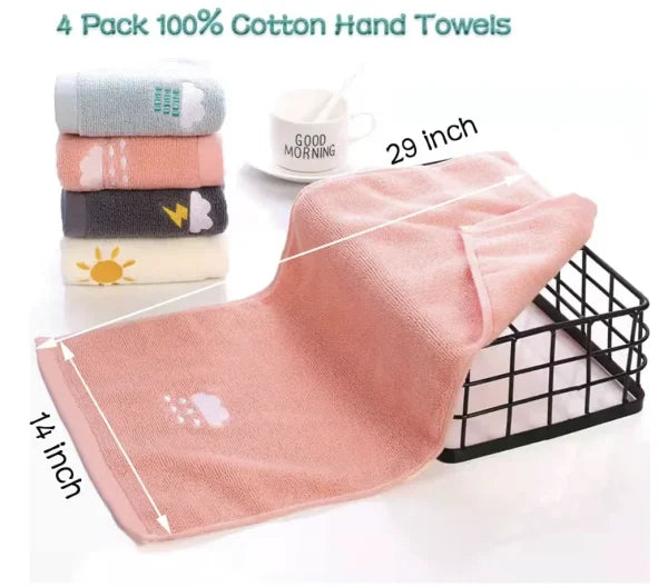 NoEnName_Null Premium Cotton Hand Towel Set of Four 14x29 Inches