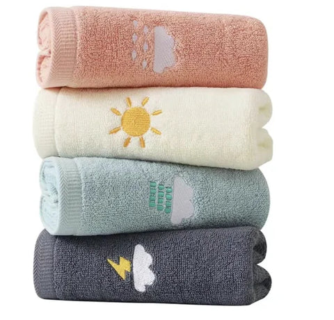 NoEnName_Null Premium Cotton Hand Towel Set of Four 14x29 Inches - light yellow / United States / 4pcs