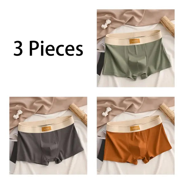 Premium Cotton Men’s Boxer Briefs Soft Breathable Sport Style - 4XL / Gray-Green-Brown / 3 Pieces