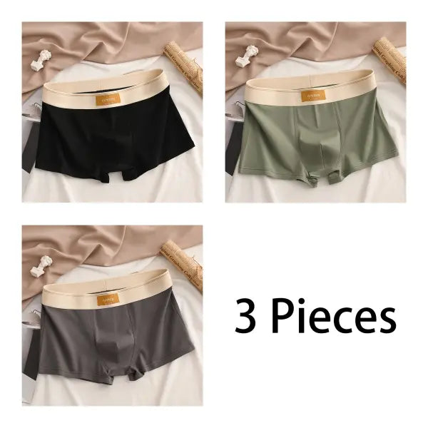 Premium Cotton Men’s Boxer Briefs Soft Breathable Sport Style - L / Black-Gray-Green / 3 Pieces
