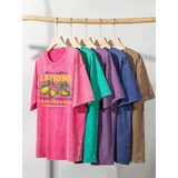 Women’s Premium ’Fresh Lemons’ Washed T-Shirt – Y2K Vintage Fruit Print Cotton Tee Retro Oversized Hip Hop Top Summer