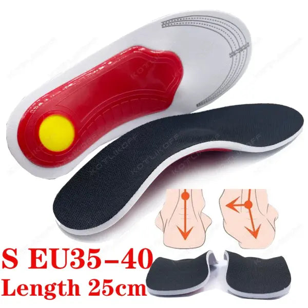 Premium Orthotic High Arch Support Insoles: 3D Gel Pads for Flat Feet & Foot Pain Relief - S EU35-40