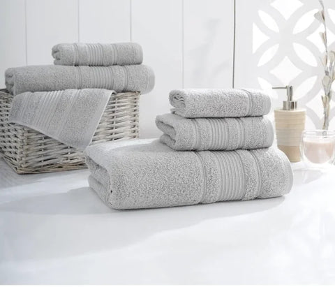 Premium Quality Turkish Cotton Bath Towel Set in Grey - Light Grey / United States
