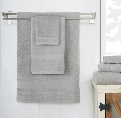 Premium Quality Turkish Cotton Bath Towel Set in Grey - Light Grey / United States