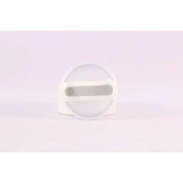 White plastic knob with slot on premium stainless steel vacuum coffee cup