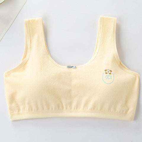 Primary Student Vest Female Junior High Girl High School Underwear Pure Cotton Bra - Yellow / L