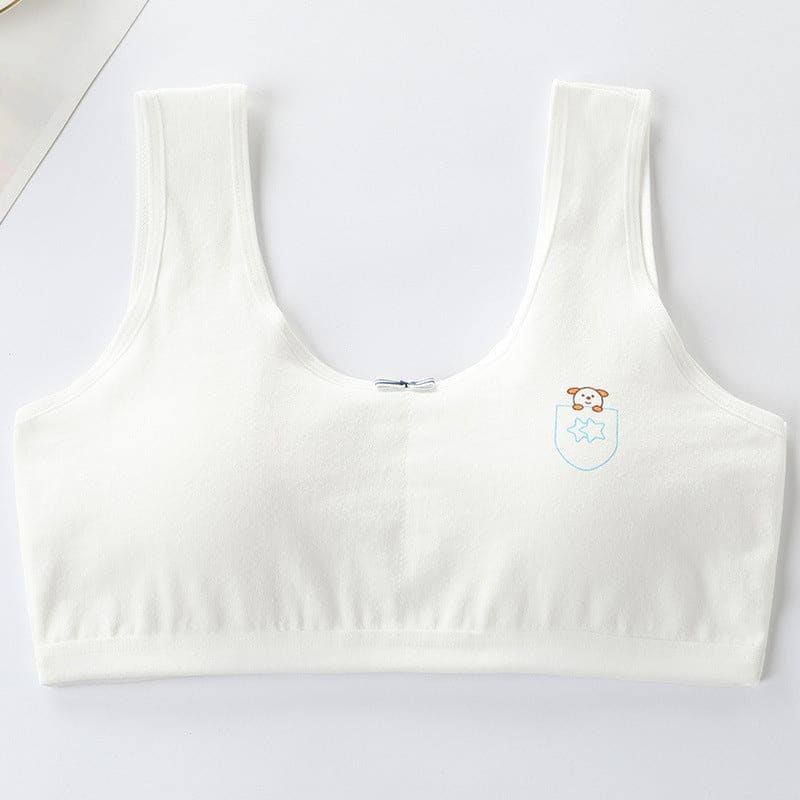 Primary Student Vest Female Junior High Girl High School Underwear Pure Cotton Bra - White / L