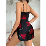 Print Satin Slip Nightdress V Neck Backless Mini Sleep Dress Women Sleepwear Dresses Nightgown Cosplay Sexy Pajama