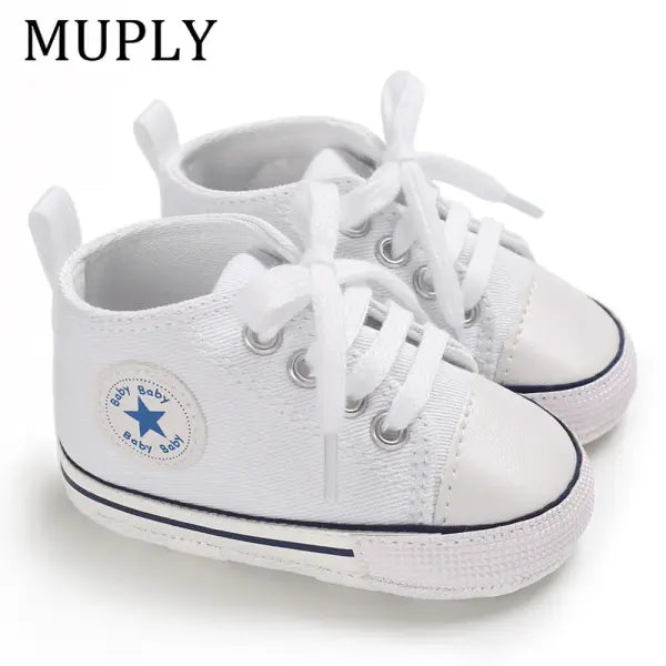 Baby Canvas Sneakers – Print Star Sports First Walker Shoes for Newborn Boys & Girls Anti-Slip Toddler Shoes