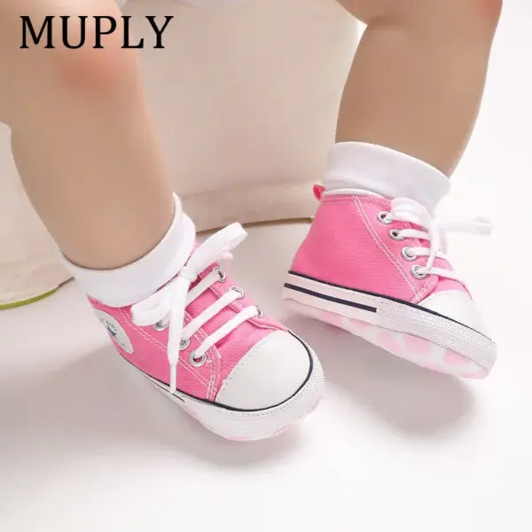 Baby Canvas Sneakers – Print Star Sports First Walker Shoes for Newborn Boys & Girls Anti-Slip Toddler Shoes
