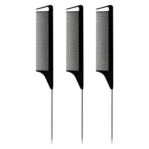 Pointed Tail Salon Comb Plastic Anti-Static Styling - TZ06926-Black-3pcs