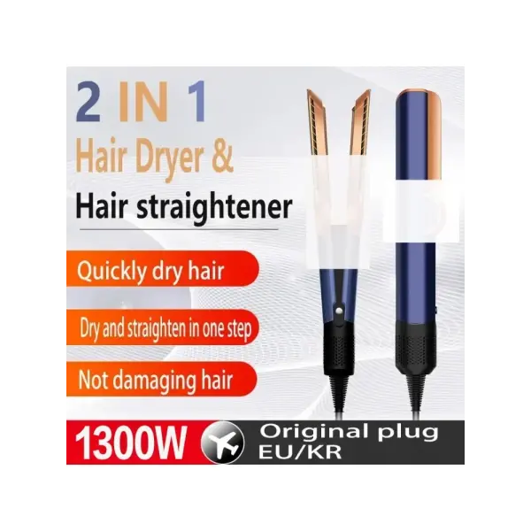 Professional 2-in-1 Hair Dryer and Straightener Negative Ion Iron Long Lasting Styling Tool Wet and Dry Straightener