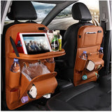 PU Leather Car Storage Hanging Bag with Tissue Box and Tray