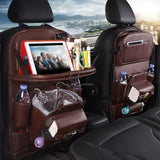 PU Leather Car Storage Hanging Bag with Tissue Box and Tray