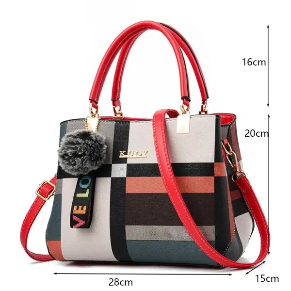 Leather Casual Crossbody Handbag Large Capacity Travel Tote - style3-red