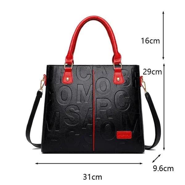 Leather Casual Crossbody Handbag Large Capacity Travel Tote - style2-red