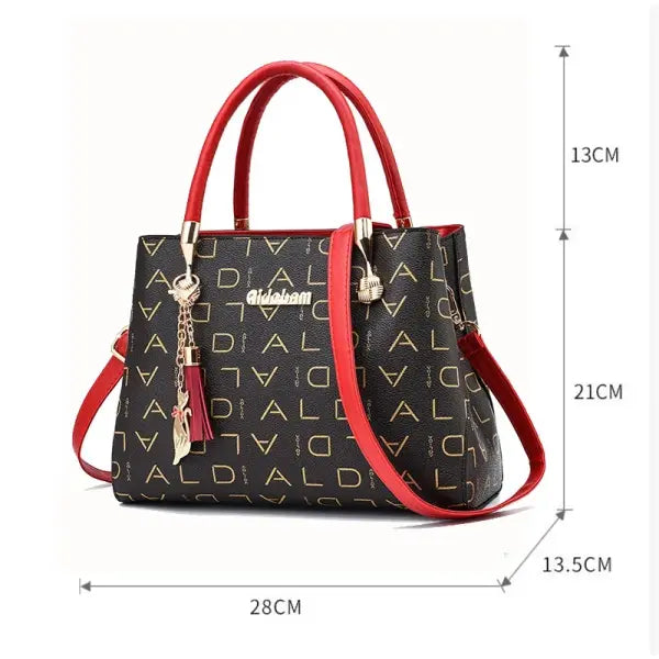 Leather Casual Crossbody Handbag Large Capacity Travel Tote - style4-red