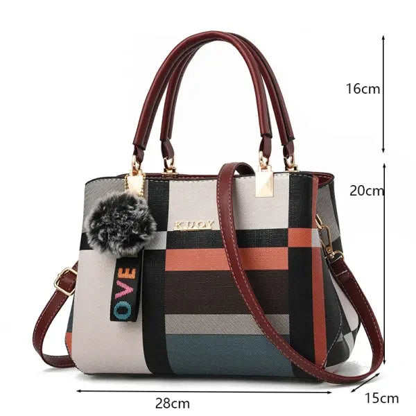 Leather Casual Crossbody Handbag Large Capacity Travel Tote - style3-deep red