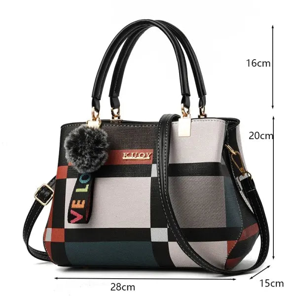 Leather Casual Crossbody Handbag Large Capacity Travel Tote - style3-black