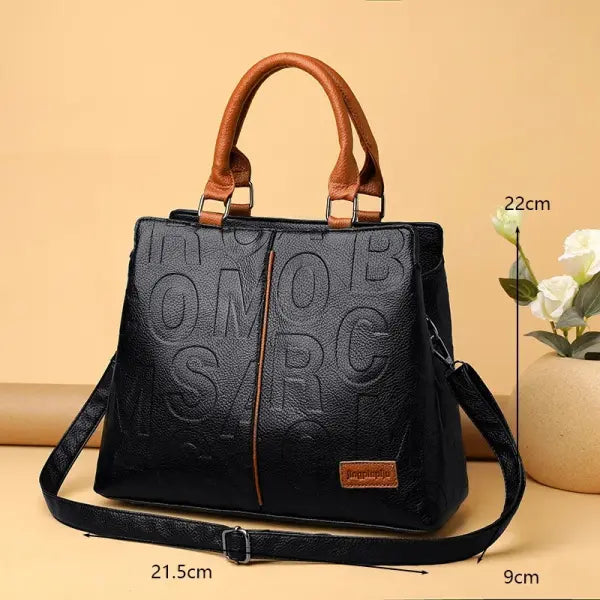 Leather Casual Crossbody Handbag Large Capacity Travel Tote - style1-brown