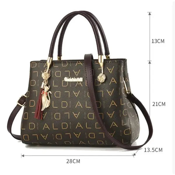Leather Casual Crossbody Handbag Large Capacity Travel Tote - style4-black